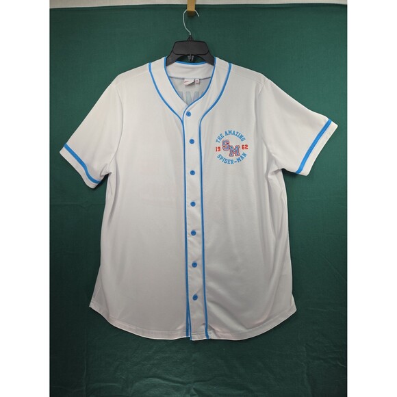 Marvel The Amazing Spider-Man 1962 Baseball Jersey Button Up White Size XL *READ - Picture 3 of 11